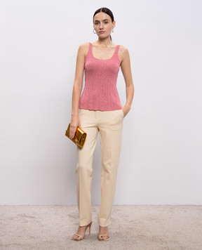 Twinset Pink ribbed top with lurex 261TP3041