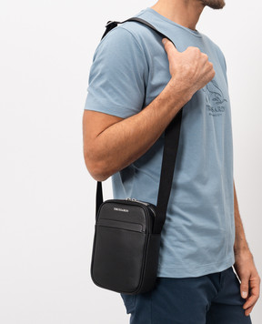 Trussardi Black leather bag with logo print Z589E006428NMBC02L33