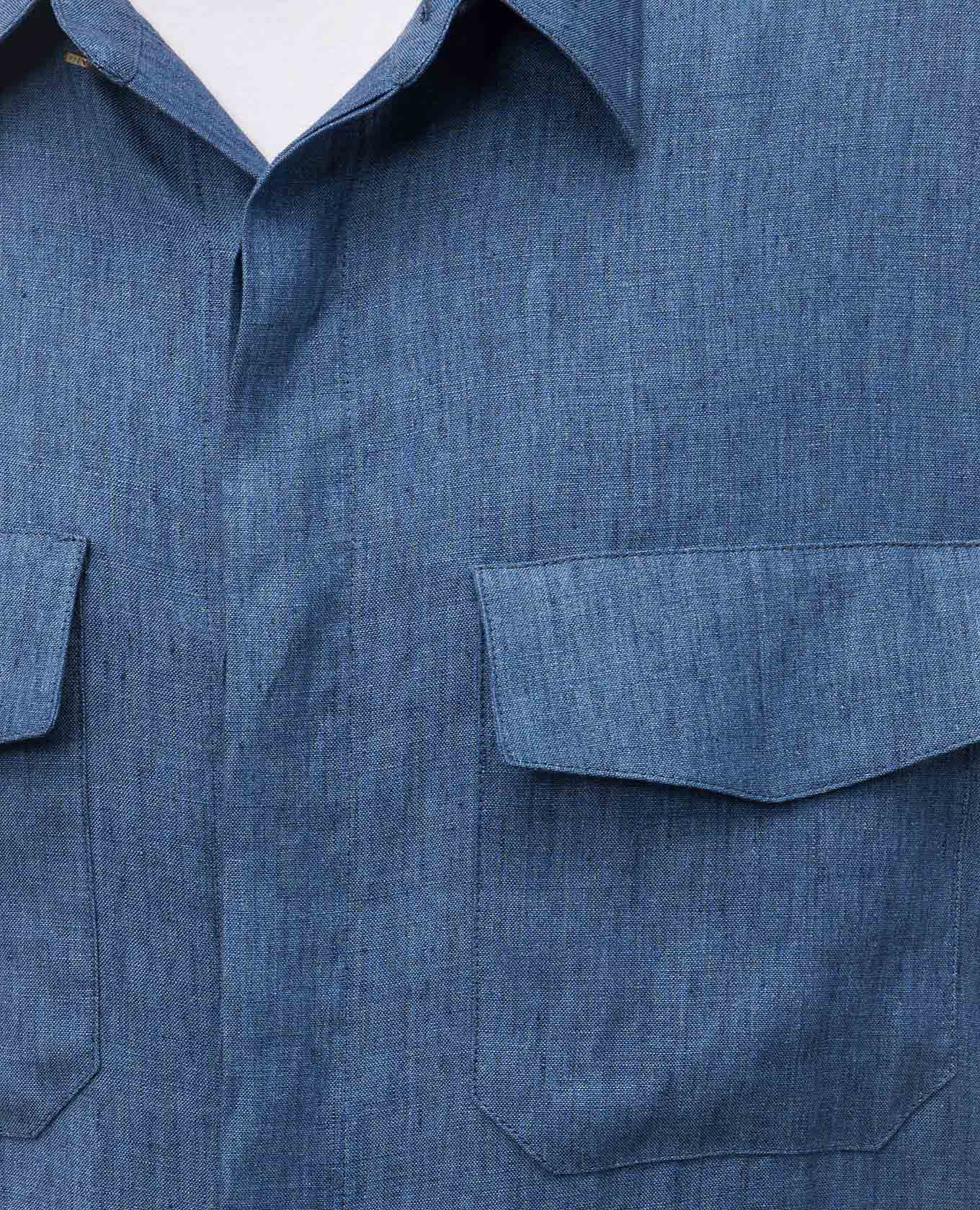 Blue linen shirt Canali 5