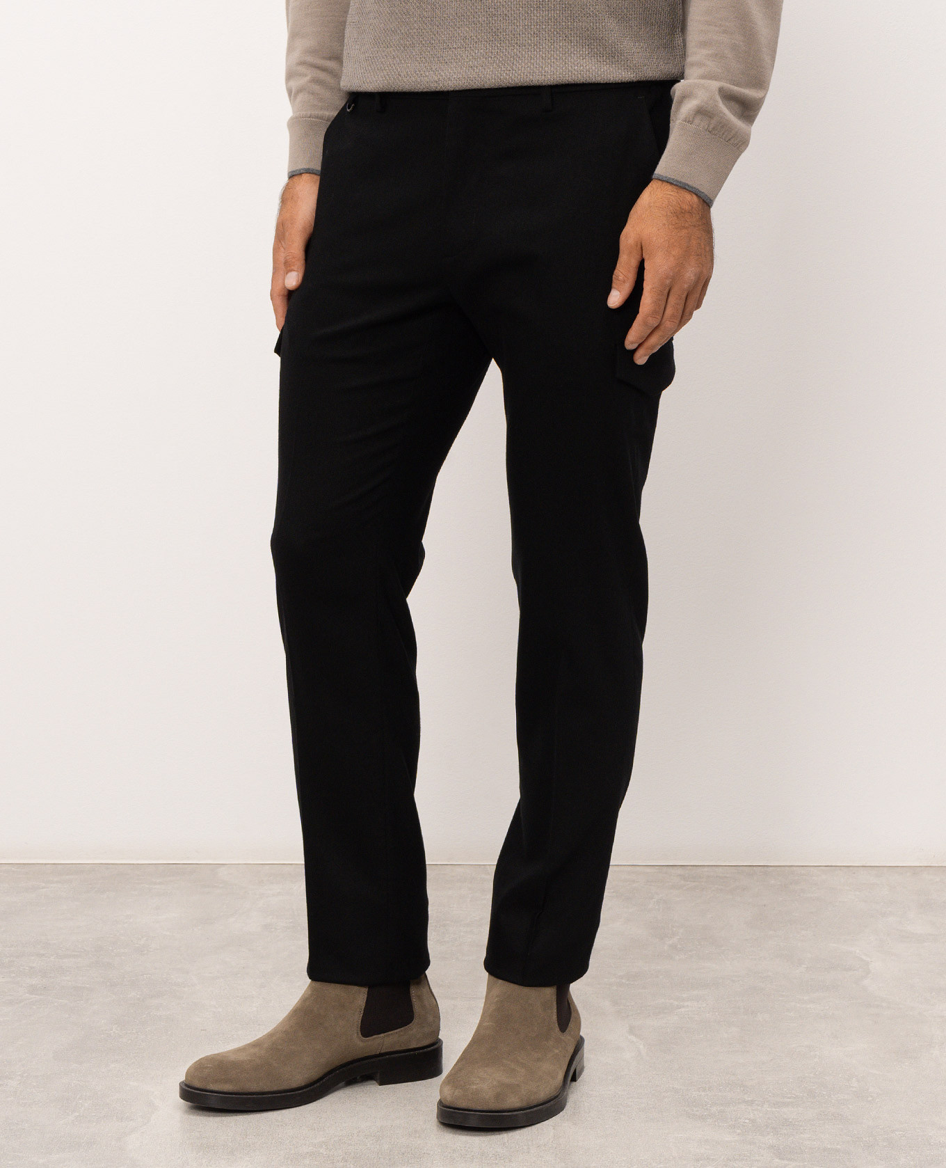 Black wool and cashmere cargo pants Stefano Ricci 3