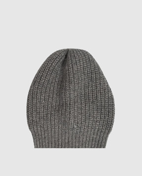 Brunello Cucinelli Gray cashmere and silk hat with sequins M32373999