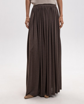 Max Mara Brown maxi skirt LIVREA with silk MXMLIVREA