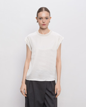 Peserico Ivory blouse with monil chain A06102A6638