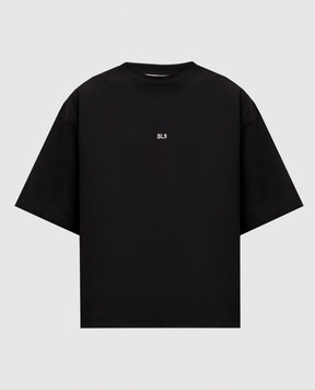 Solotre Black T-shirt with embroidered monogram logo M1AB0129