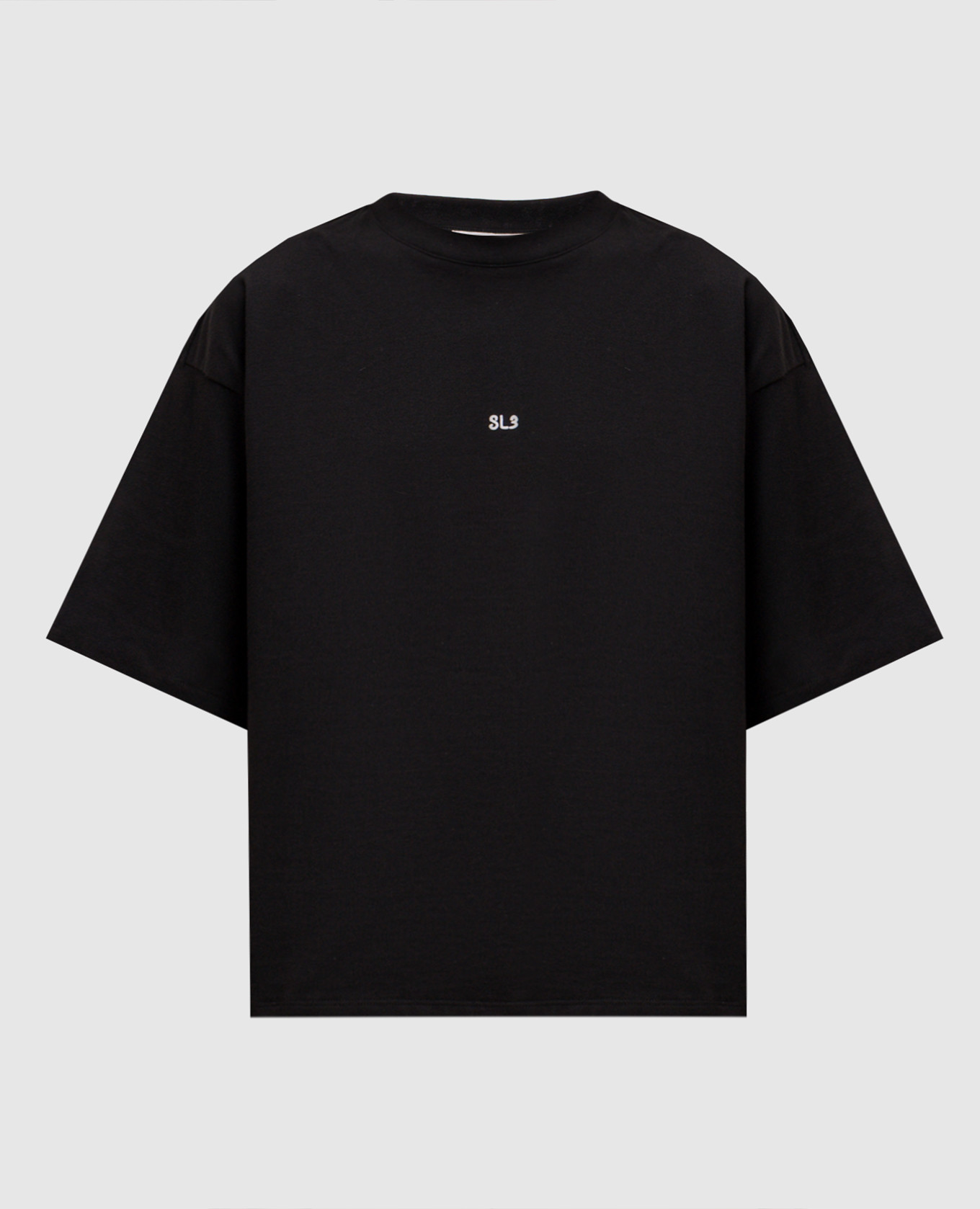 Black T-shirt with embroidered monogram logo
