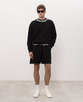 Palm Angels Black shorts with logo print PAMCV001FL001