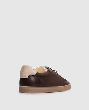 Brunello Cucinelli Brown suede sneakers with emblem MZULDGJ336