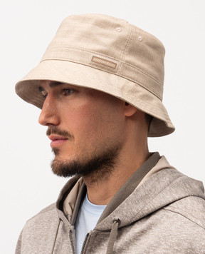 Stefano Ricci Beige wool and linen panama hat with logo MCV6100240LW001Q