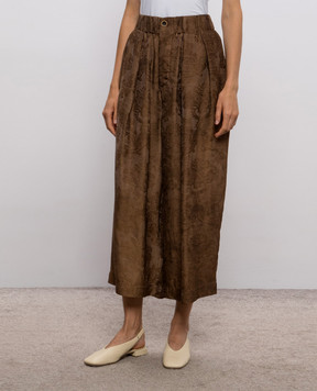 UMA WANG Brown Poetic patterned culottes UP3008