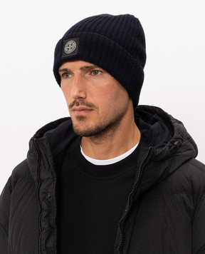 Stone Island Blue wool hat L2S15N100012S00B4