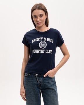 Sporty & Rich Blue t-shirt with logo print TO11176218BL106