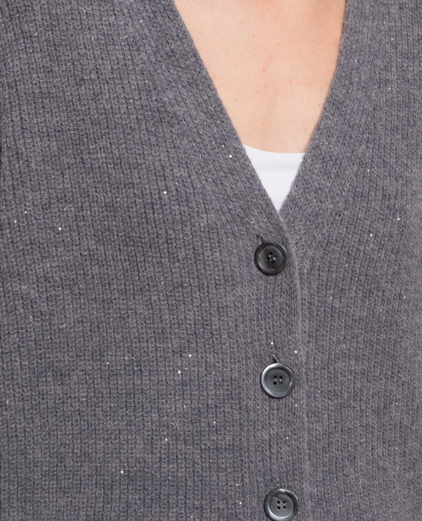 Gray alpaca wool cardigan Peserico 5