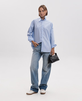 Maison Margiela MM6 Blue shirt with logo print S52DT0072M35256