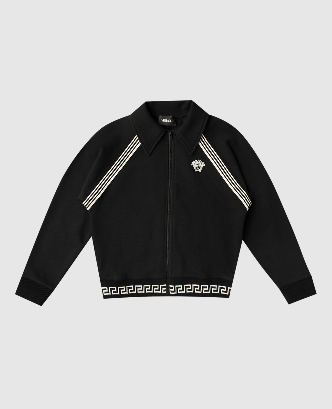 Children's black sports jacket with embroidered emblem Versace