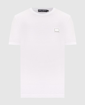 Dolce&Gabbana White T-shirt with textured patch G8PV1TG7Q1Q