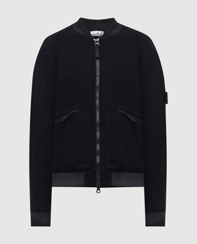 Stone Island Blue wool bomber jacket with logo K2S154100111S0214