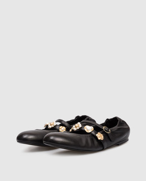 Stuart Weitzman Black leather ballet flats Socharming Mary SN124