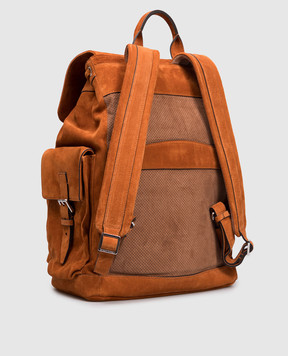Brunello Cucinelli Brown suede backpack with logo MBAEBU356