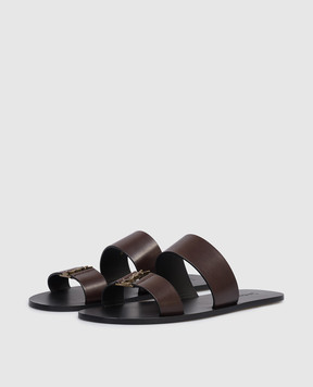 Saint Laurent Brown leather flip-flops BABYLONE 863524DWETT