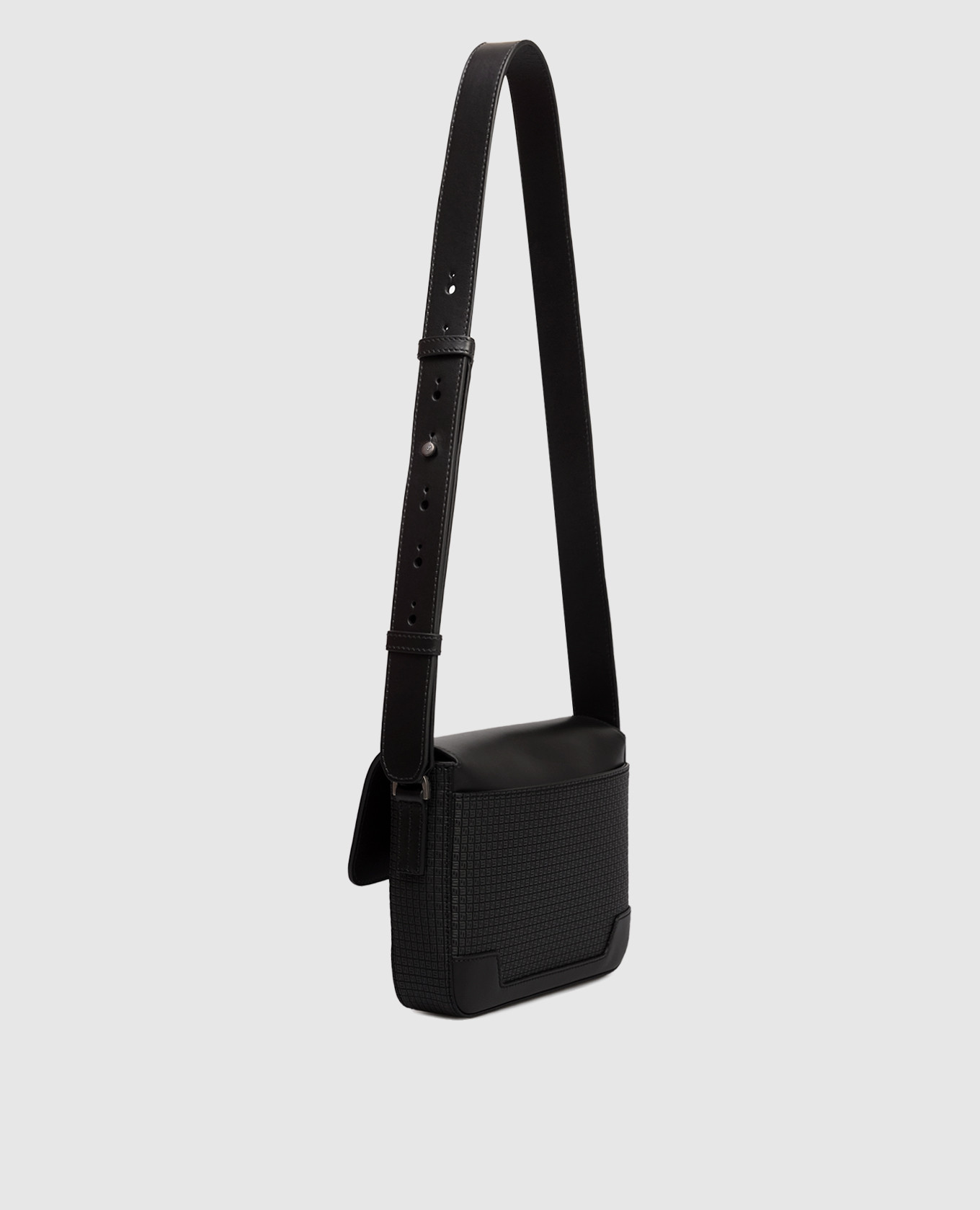 Black leather messenger bag with logo Serapian 3