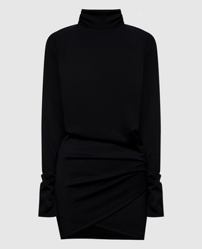 Dondup Black mini dress with drapery DA560KS0027DXXX
