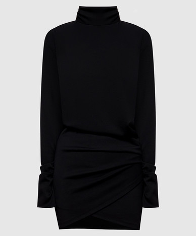 Black mini dress with drapery