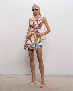 Dolce&Gabbana White printed mini skirt F4DDTTGDDTD