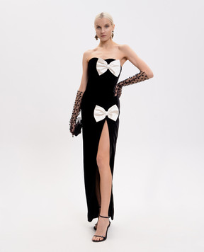 Alessandra Rich Black velvet maxi dress with silk FABX4269F2603