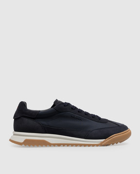 Kiton Blue logo-embossed combination sneakers USSA514N01532