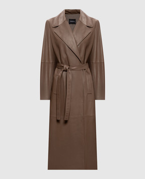 Simonetta Ravizza Mila brown leather coat with belt S06CO61L1