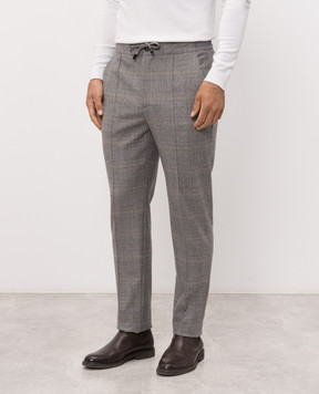 ISAIA Gray wool checked pants PNC05399628