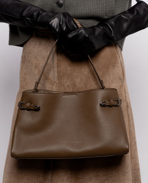 Brunello Cucinelli Brown leather bag with embossed logo MBDKB2820