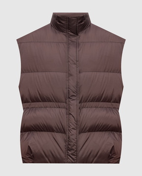 Brunello Cucinelli Brown down vest with monil chain MD5987612P