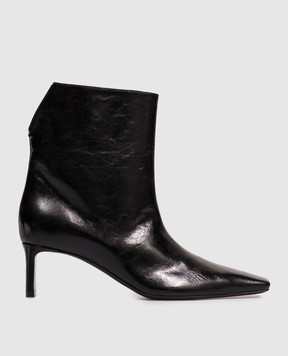 Khaite Ona black glossy leather ankle boots F1100907
