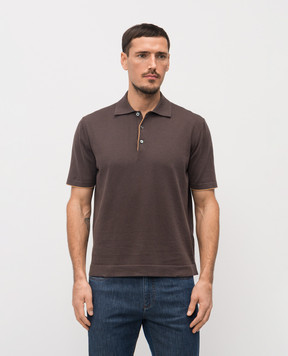 Canali Brown silk polo shirt MK02465C1198