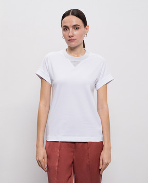 Peserico White T-shirt with chain A06879J00070C