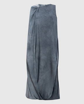 UMA WANG Blue dress with drapery UW5047
