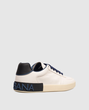 Dolce&Gabbana White leather sneakers with textured logo CS2392A0218