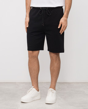 Iceberg Black shorts with branded print D020630A