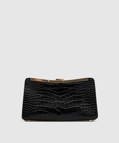 Pochette Solange en cuir noir