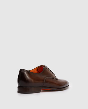 Santoni Brown leather derby shoes with a degraded effect MCAG19026JJ6BNTG