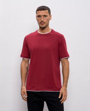 Brunello Cucinelli Burgundy layered T-shirt M0B137427