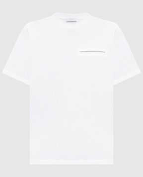 Peserico White T-shirt with a monil chain A06890J000079