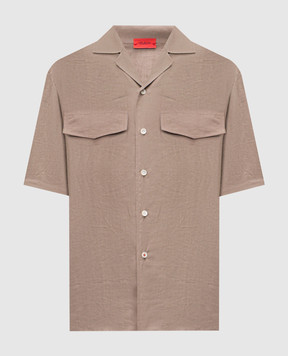 ISAIA Brown linen shirt CAM223P9110