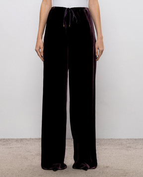 Agnona Burgundy velvet pants with silk T71204XV5004