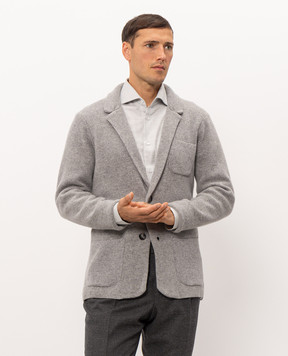 Pini Parma Gray wool and cashmere cardigan JAMAGLGR