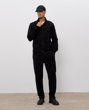 Moncler Black sports jacket with textured logo L20918G0000489AZY