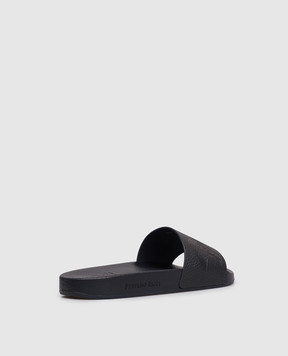 Stefano Ricci Blue leather sliders with embossed logo UG31G760VD