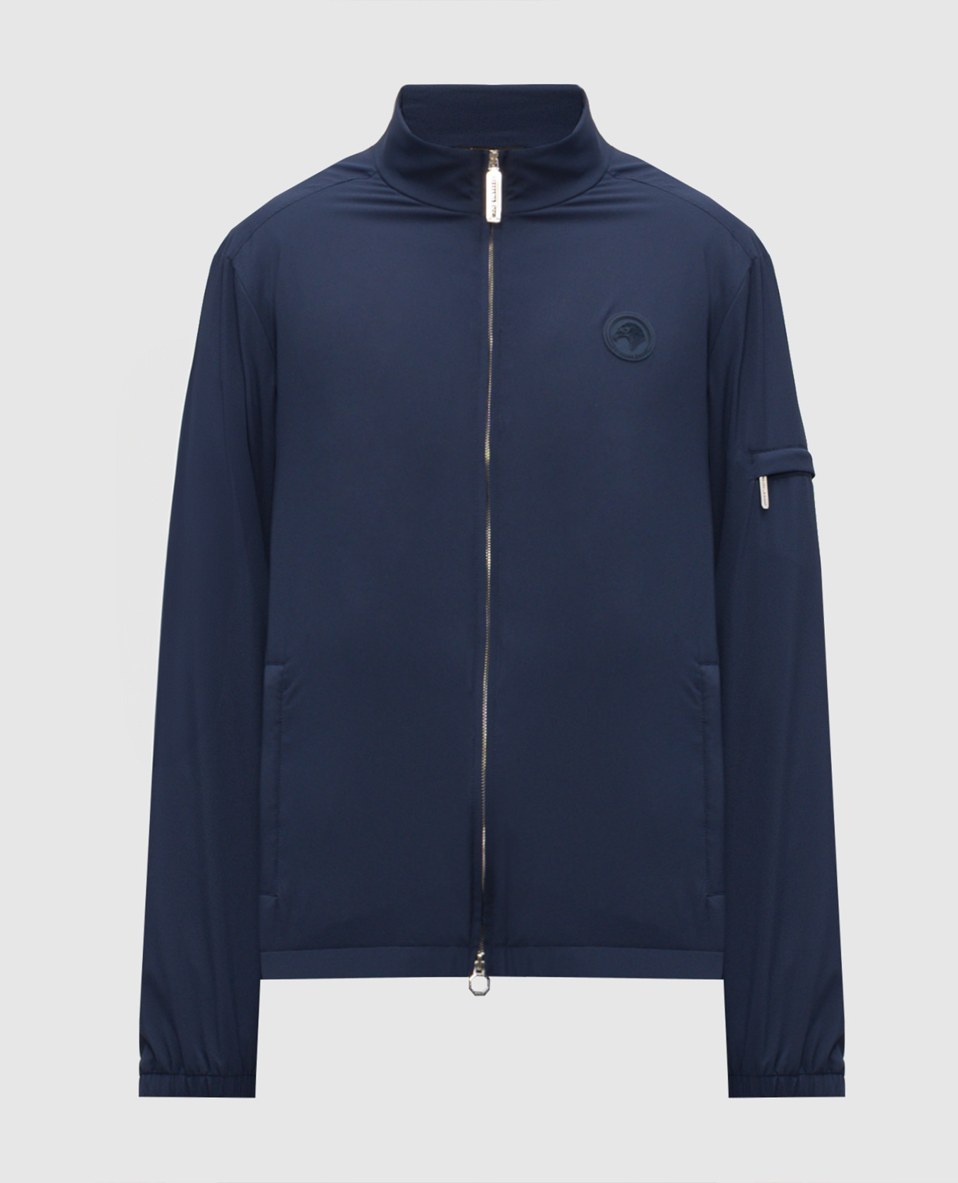 Blue jacket with emblem patch