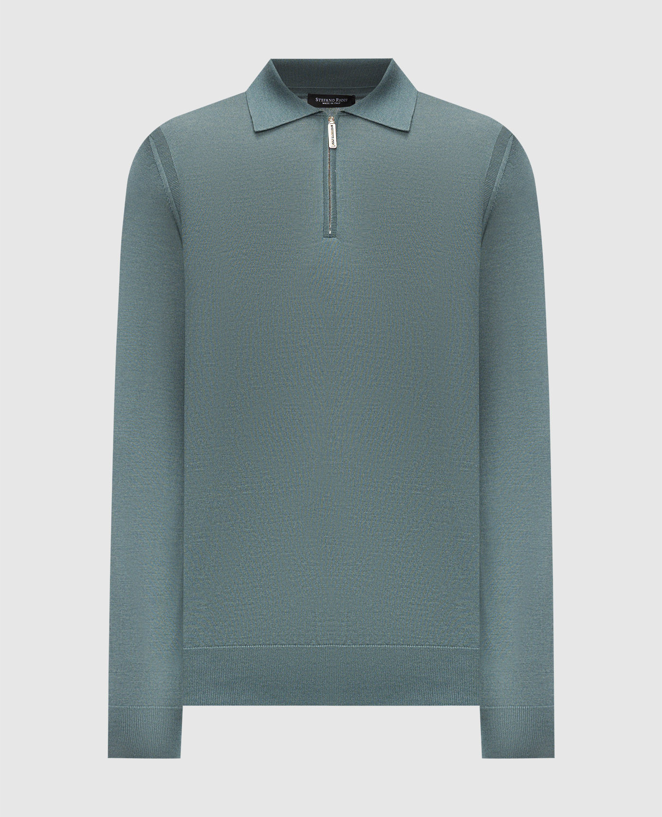 Green cashmere and silk polo shirt
